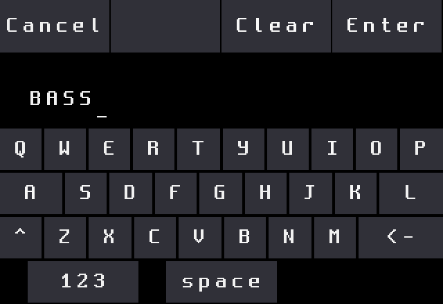 Stock on-screen keyboard with BASS typed